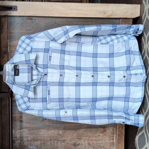 Marmot Blue Plaid Vented Outdoor Button Down Shirt w/ 4 Pockets - Women's XL